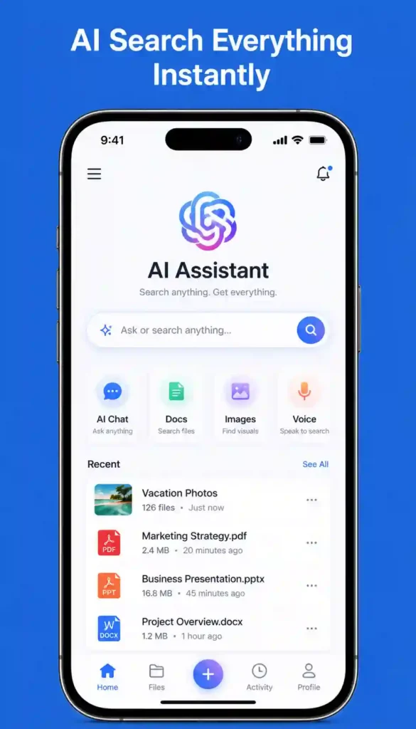 TeraBox AI search assistant for finding files, documents, images, and content instantly